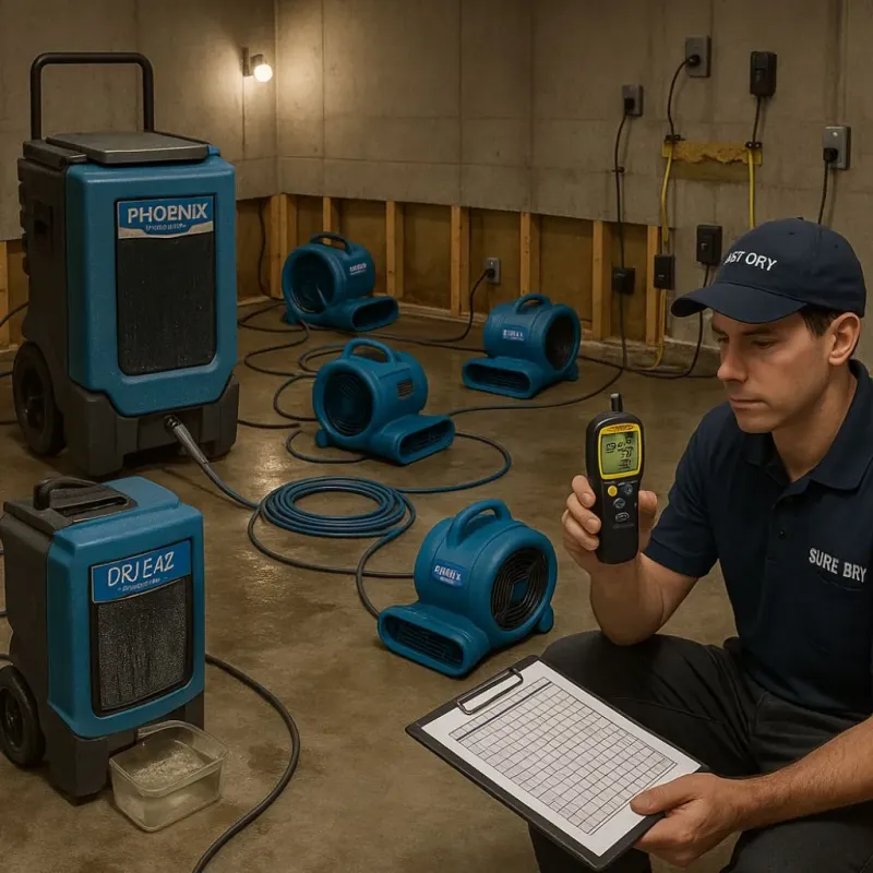 Structural Drying and Dehumidification process in Thomasville, NC